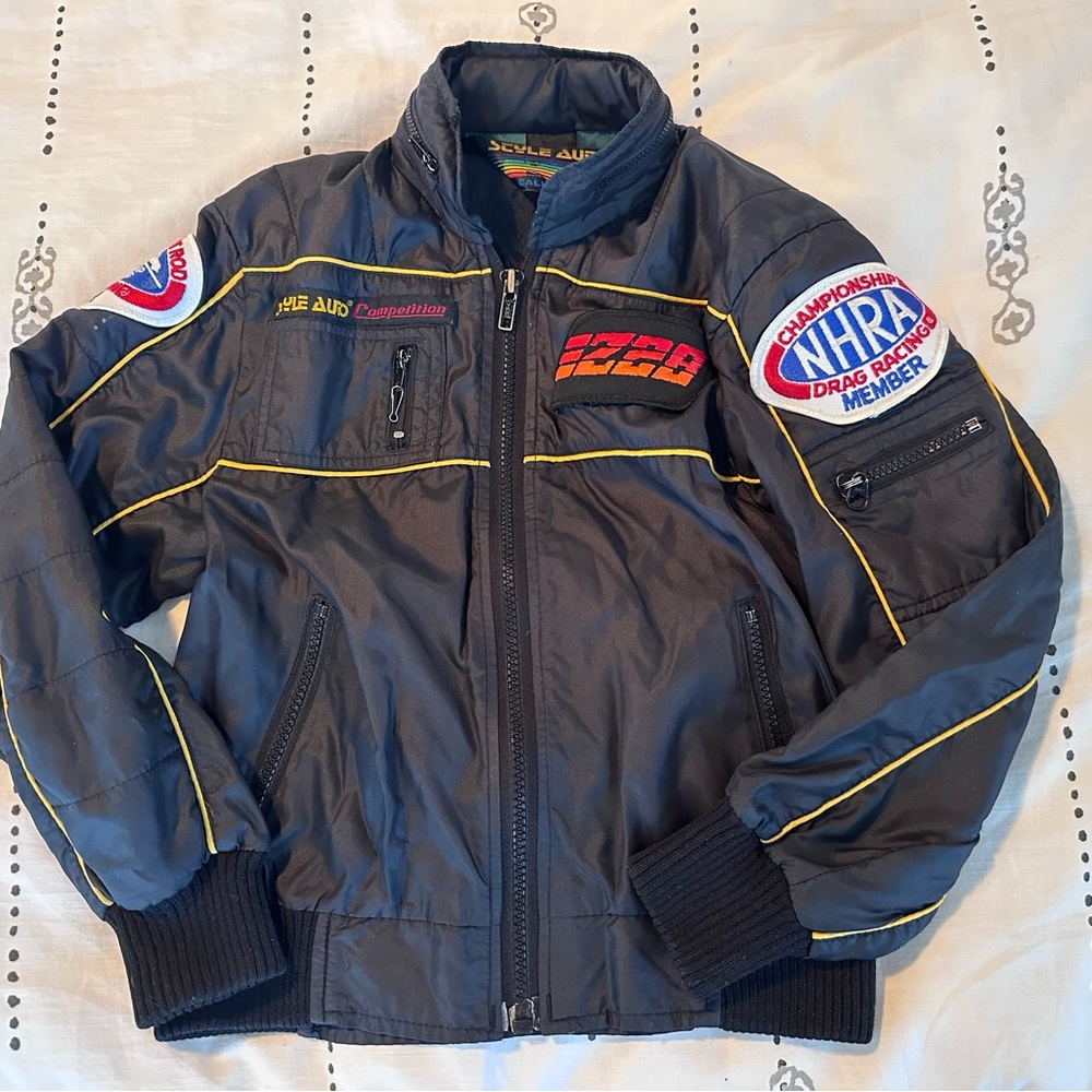 Black Racing Jacket with Yellow Accents